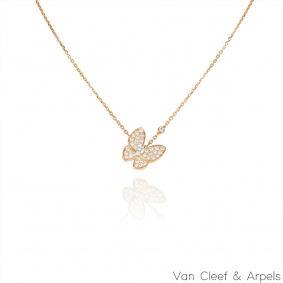 Van Cleef & Arpels Yellow Gold Diamond Two Butterfly Pendant VCARP3DP00